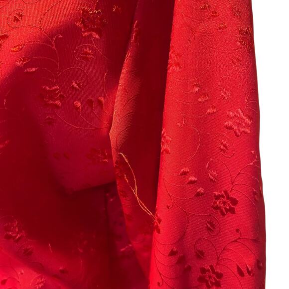 Vintage Panhandle Slim Red Satin Embroidered Floral Ruffle Shirt Womens Sz Large - Picture 7 of 16